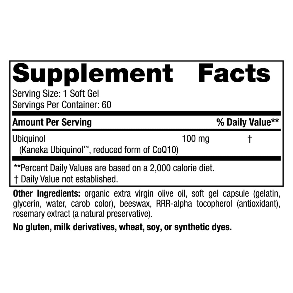 Nordic CoQ10 Ubiquinol - 60 Mini Soft Gels - 100 mg Coenzyme Q10 (CoQ10) Ubiquinol - Heart & Brain Health, Cellular Energy Production, Antioxidant Support - Non-GMO - 60 Servings