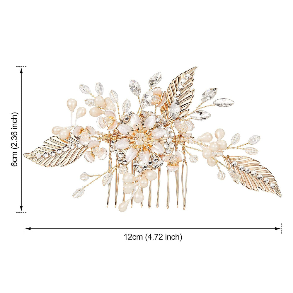 Wedding Hair Clip Rhinestones Hair Comb for Women Bridal Flower Hair Piece Crystal Wedding Hair Accessories for Brides (Silver)