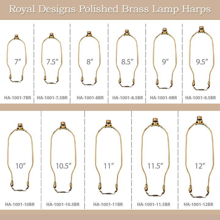 Heavy Duty Harp for Lamp Shade Holder, 10 inch, Polished Brown Base, Set of 2