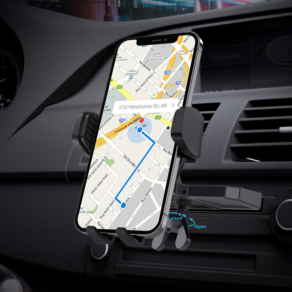 Universal Car Phone Mount CD Slot Car Mount Holder with New Gravity Self-Locking Design Mount, Compatible with All Smartphones (New Gravity Self-Locking Mount)
