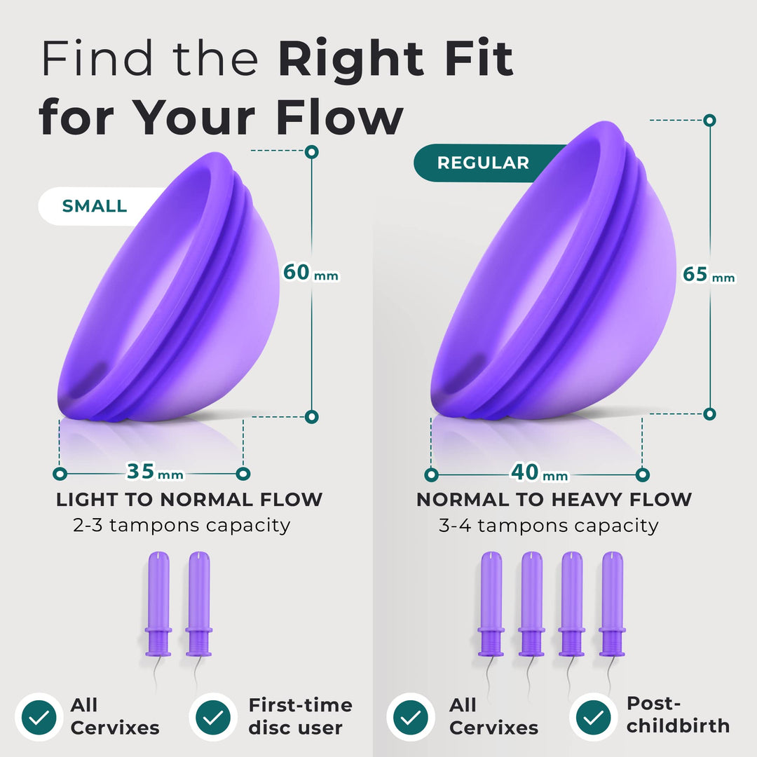 CareCup Reusable Menstrual Disc - Set of 2 Menstrual Cup - Soft Period Disc for Women Designed with Flexible, Medical-Grade Silicone Period Cup (2 Small)