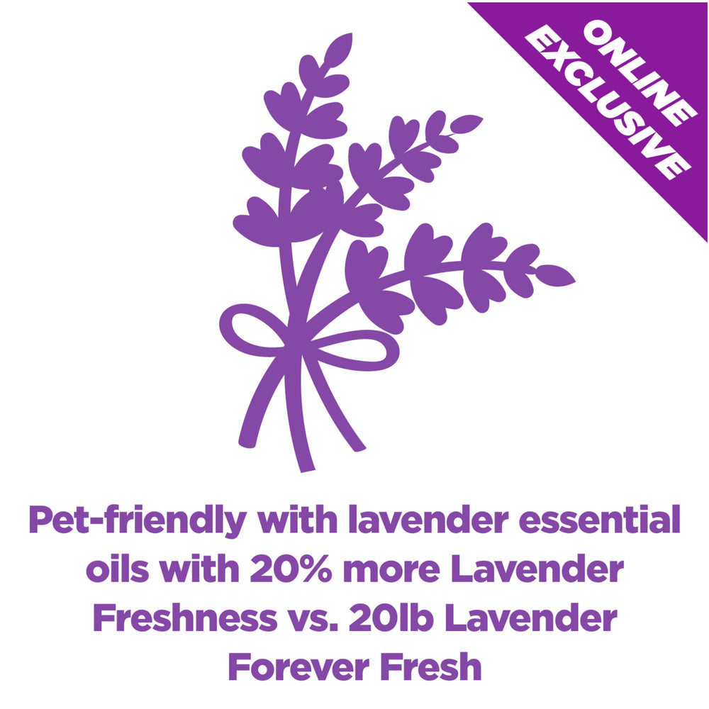 Forever Fresh Clumping Cat Litter Lavender, MultiCat 18lb With 20% More Lavender Freshness, Pet Friendly With Essential Oils