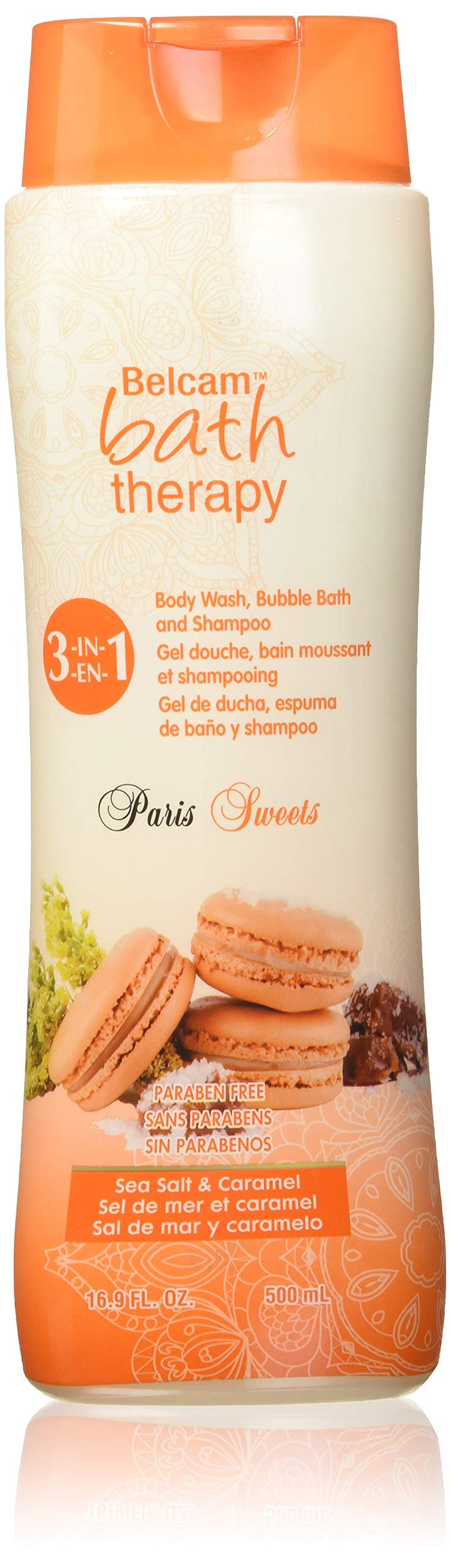 Paris Sweets 3-in-1 Body Wash, Bubble Bath and Shampoo, Sea Salt and Caramel, 16.9 Fl Oz (F53920A)