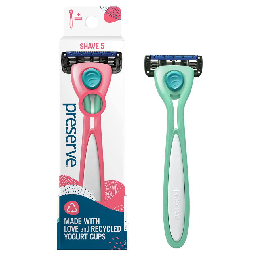 Shave 5 Five Blade Refillable Razor, Made from Recycled Materials, Neptune Green