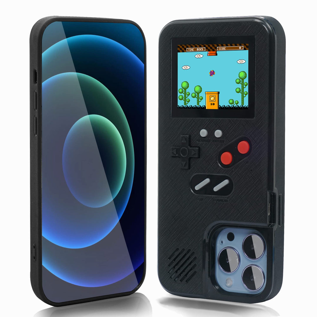 Gameboy Case for iPhone 13/13 Pro,Handheld Retro 168 Classic Games,Color Video Display Game Case for iPhone,Anti-Scratch Shockproof Phone Cover Black
