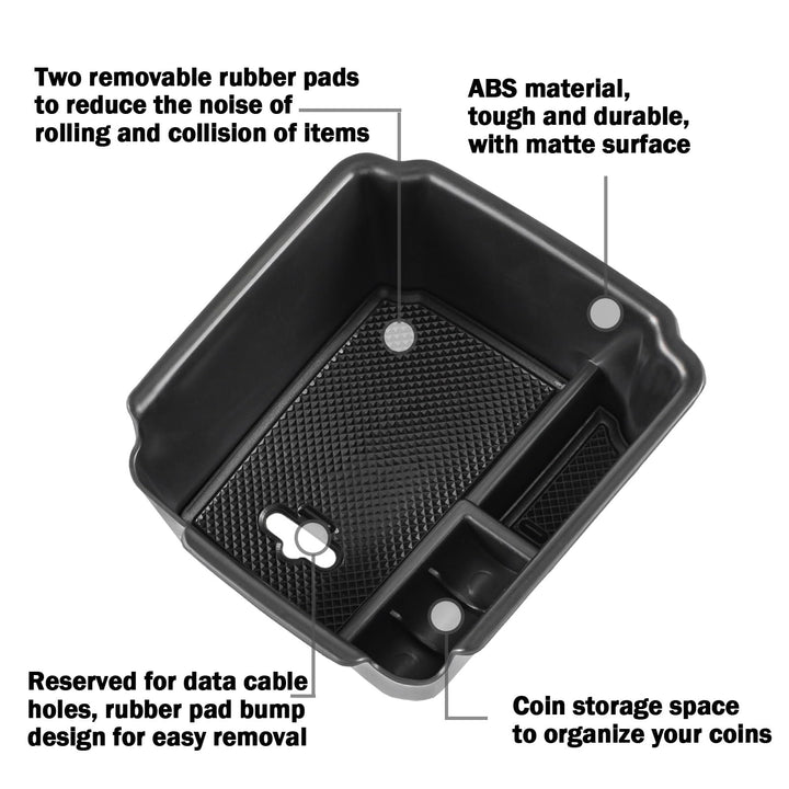 TACORBO Center Console Organizer Compatible with 2022 2023 2024 Taos and 2018 2019 2020 2021 2022 2023 2024 Tiguan Accessories Armrest Secondary Storage Box, Interior ABS Insert Glove Box Tray,Black
