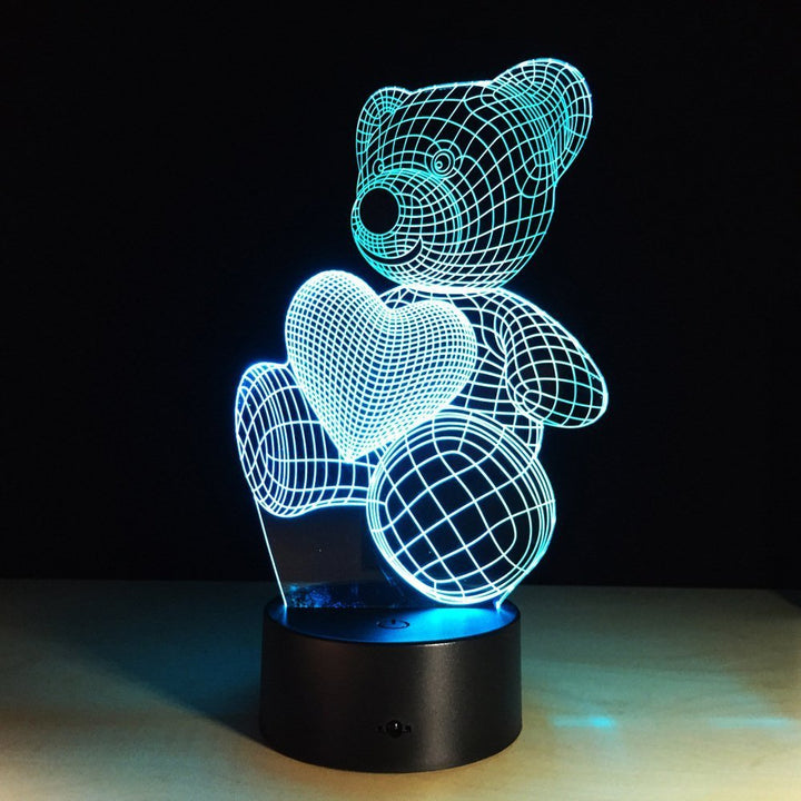 Creative 3D Visual illusion LED Lamp Bear Shape Night Lamp Best Gift For boys Acrylic Table Night light Furniture Decorative