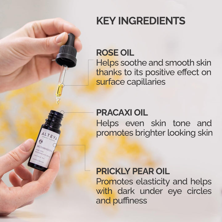 Organics Eye Serum USDA Certified Organic Skin Care 1.7 Fl Oz/50 mL Bio Damascena Award-Winning Eye Treatment with Organic Bulgarian Rose Oil Rejuvenating, Revitalizing and Clarifying