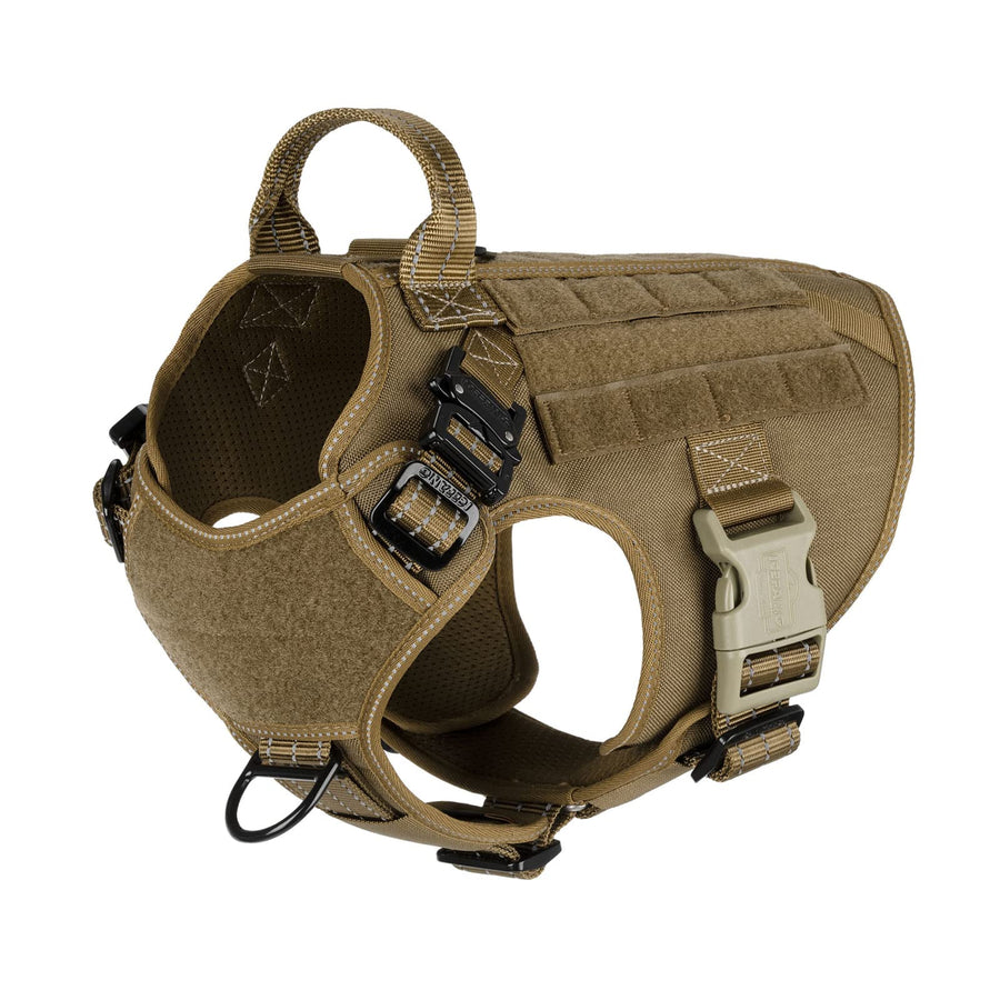 Tactical Dog Harness,Medium Size, 2X Metal Buckle,Working Dog MOLLE Vest with Handle,No Pulling Front Leash Clip,Hook and Loop Panel