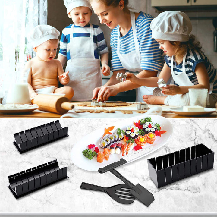 15 in 1 Sushi Making Kit, Sushi maker with 8 Sushi Rice Roll Mold Shapes, DIY Sushi Maker Tools with Bamboo Sushi Mat