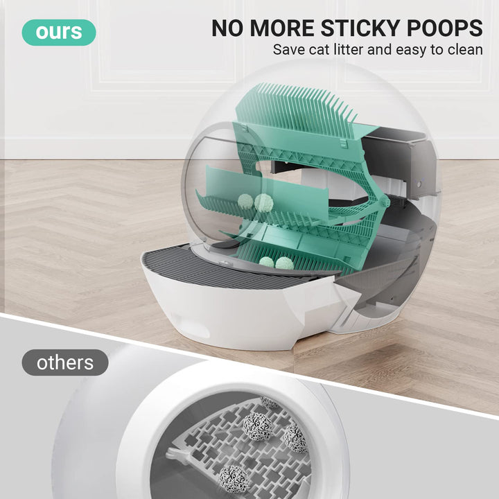 Self-Cleaning Cat Litter Box, Automatic Cat Litter Box for Multi Cats, 60L Smart Litter Box with Mat, APP Control