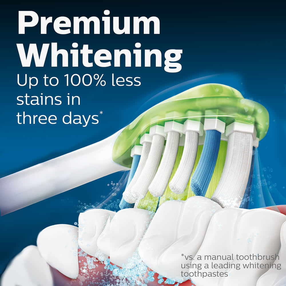 Genuine W3 Premium White Replacement Toothbrush Heads, 4 Brush Heads, White, HX9064/65