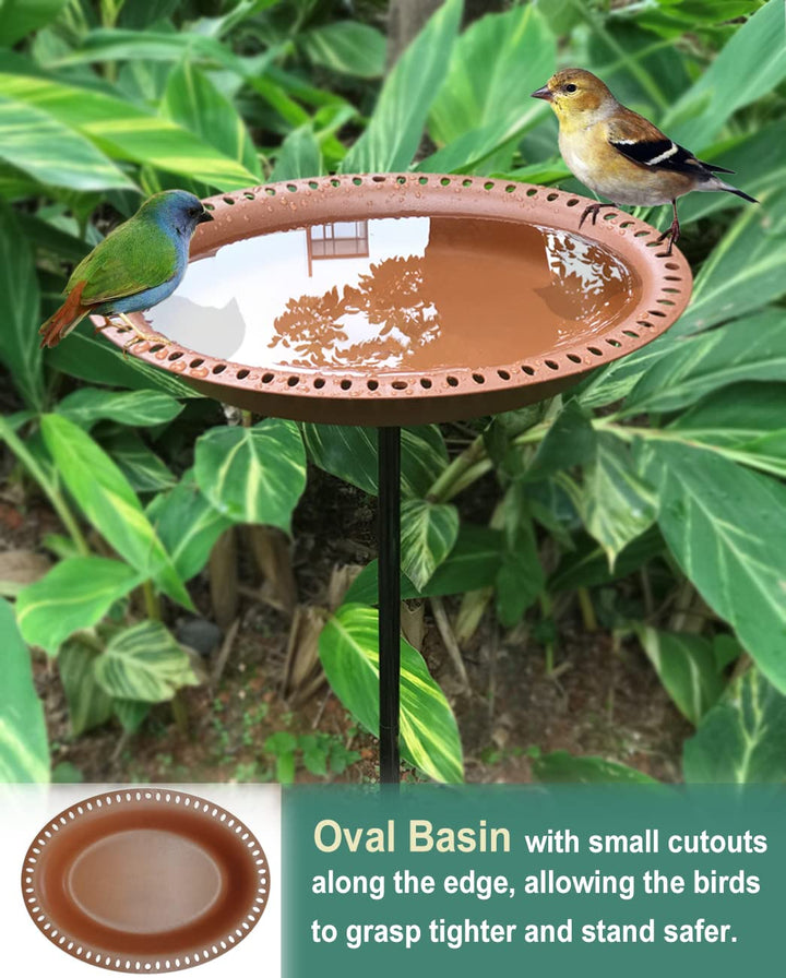 28 inch Lightweight Birdbaths Antique Decoration Detachable Birdfeeder & Bird Bath for Outdoor Garden, Oblong Chocolate