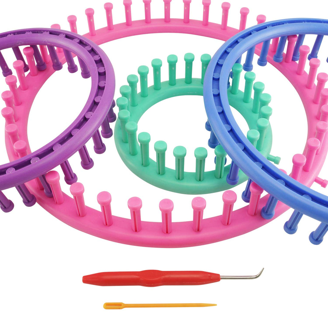 Long Knitting Loom Set with Hook Needle Kit for Yarn Cord Knitter 4 Looms (Long)