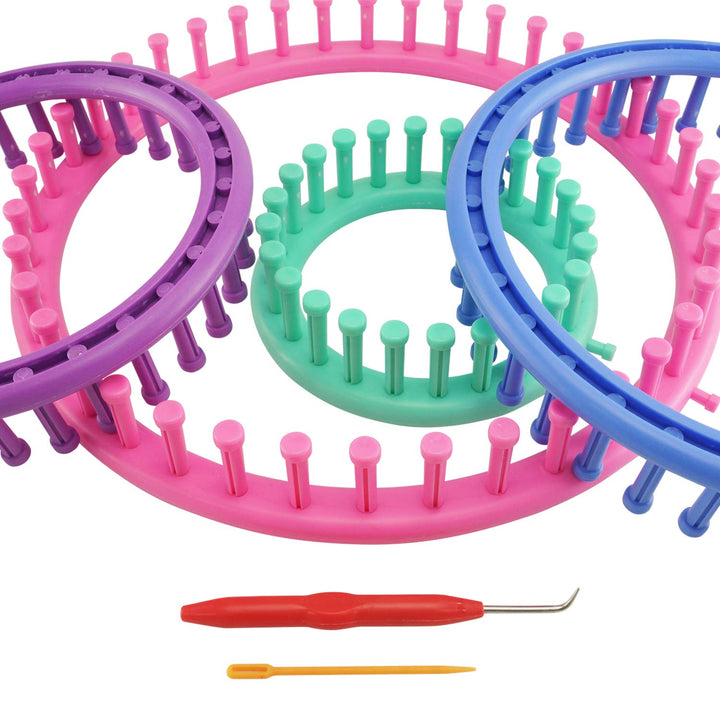 Long Knitting Loom Set with Hook Needle Kit for Yarn Cord Knitter 4 Looms (Long)