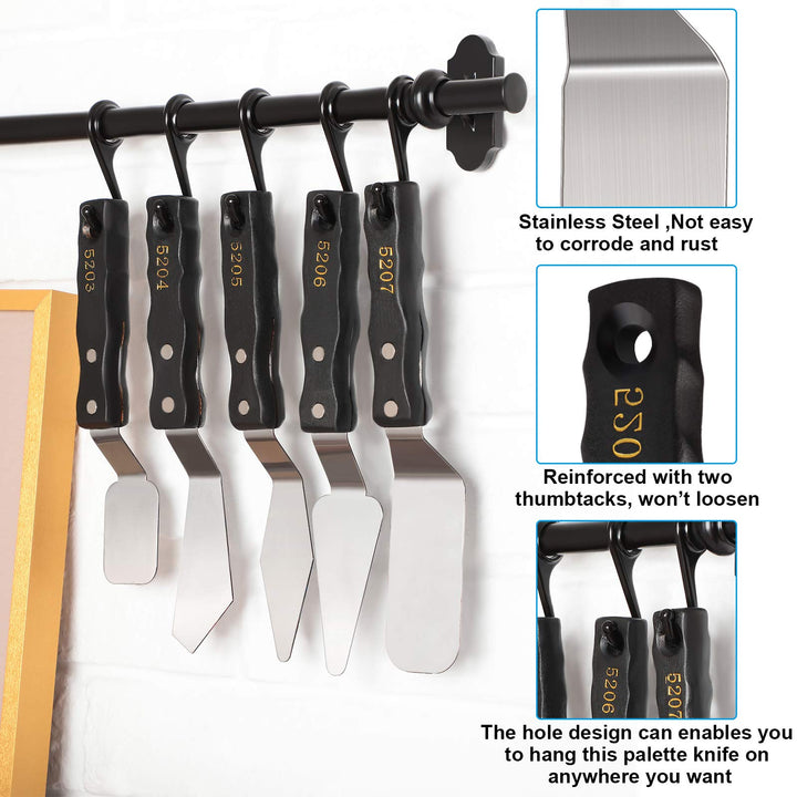 5 Pieces Large Painting Knife Set Pallet Knife Set Painting Mixing Scraper Stainless Steel Spatula Palette Knife Oil Painting Accessories Tools for Color Mixing Acrylic Mixing Supplies