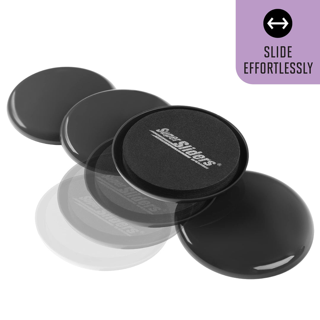 3 1/2 Round Reusable Furniture Sliders for Carpet - Effortless Moving and Surface Protection, Black (4 Pack)