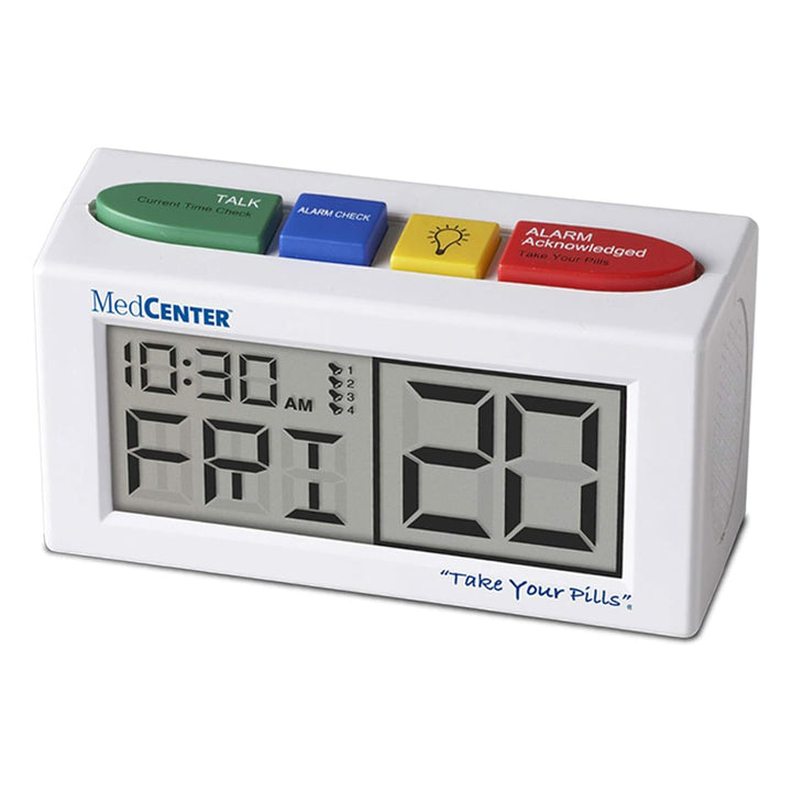 Talking Alarm Clock, Medication Pill Reminder Clock, Talking Alarm Clock for Dementia, Hearing, Visually impaired Seniors-Digital Clock with Multiple Easy Set Alarms Ex Large White