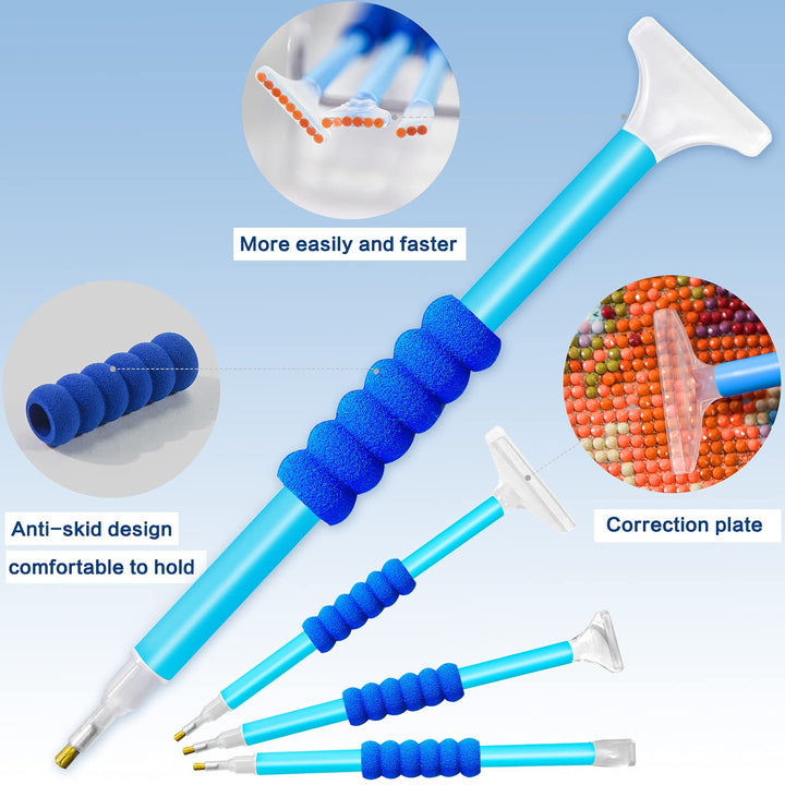 Diamond Painting Accessories,Diamond Painting Tools with Cute Blue Roller and Diamond Embroidery Box for DIY Diamond Painting Art