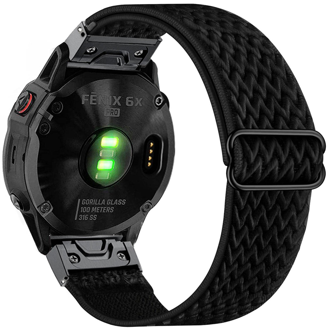 Elastic Watch Bands for Fenix 7X / Fenix 6X / Fenix 5X, 26mm Quick Easy Fit Soft Stretchy Nylon Wristband Strap for Garmin Fenix 6X Pro/Sapphire,Fenix 5X Plus,Enduro,Tactix Delta (Black)