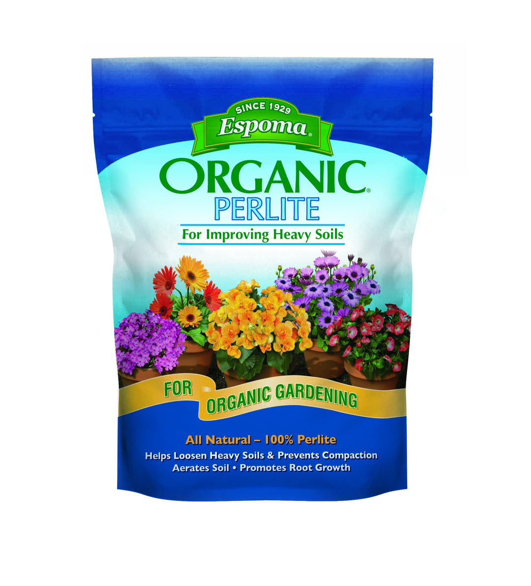 Organic Perlite; All Natural and Approved for Organic Gardening. Helps Loosen and Aerate Heavy Soils, Prevent Compaction & Promotes Root Growth – Pack of 1
