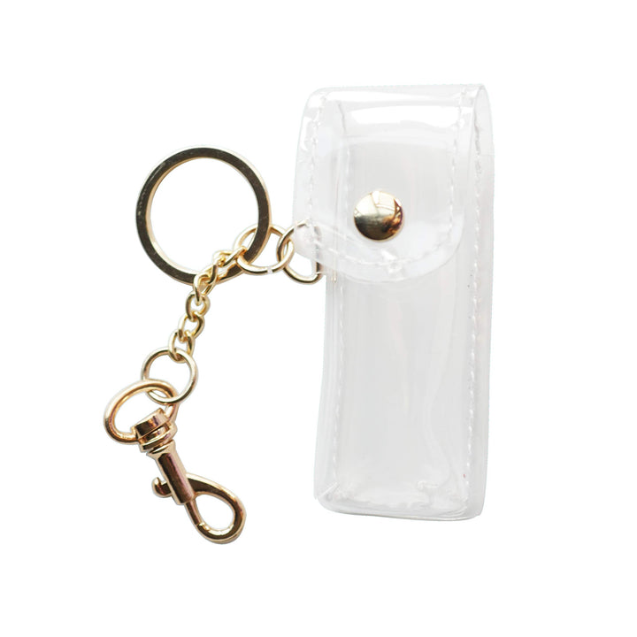 Chapstick Keychain Holder, Clear Fashion Lipstick Case Holder Lip Balm Holder with Key Chain, Portable, Gift for Women Girls(1 pack)