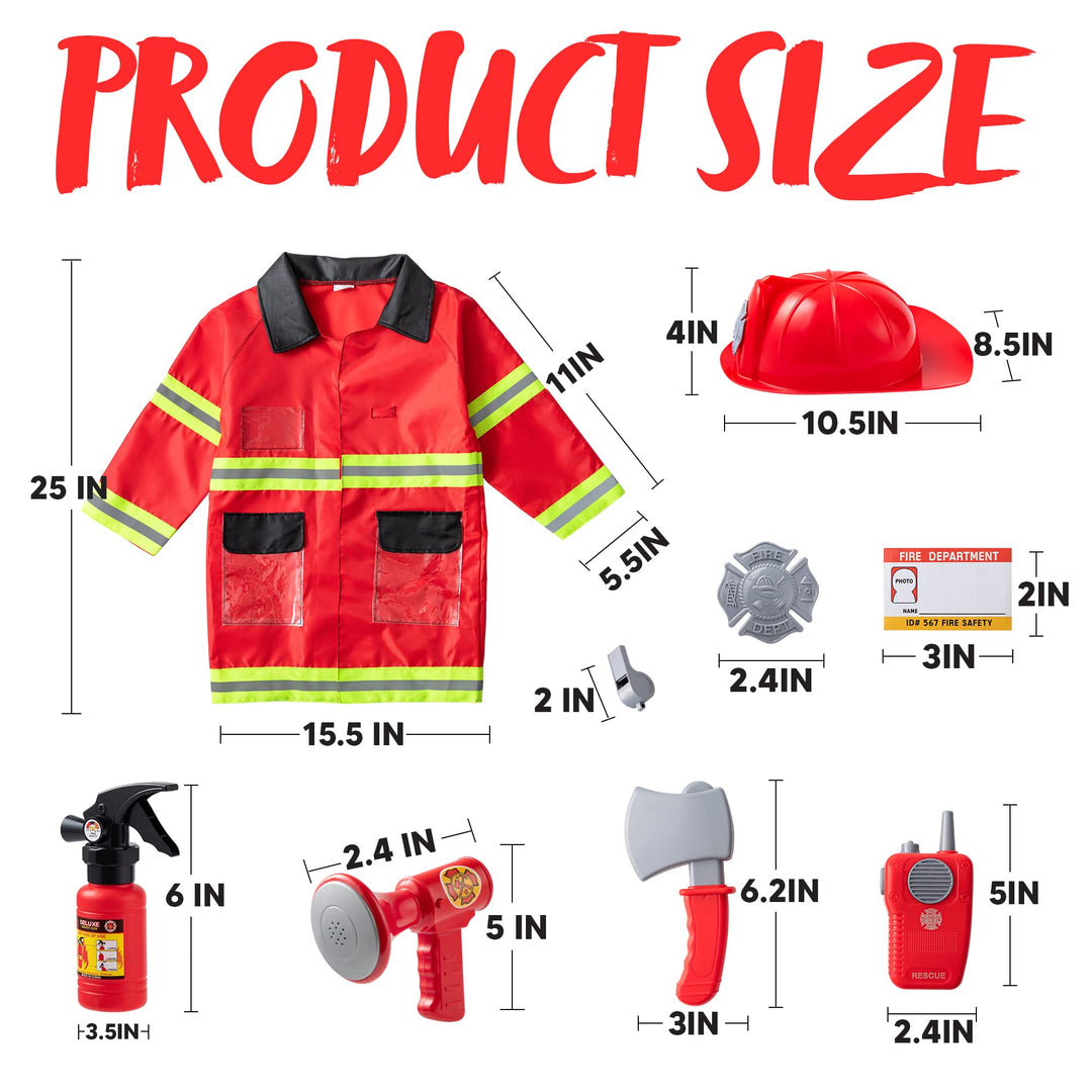 Fireman Costume Pretend Play Set Fireman Costume for Kids Firechief Outfit for School Costumes, Halloween Parties, Costume Parties, Role Play, Halloween, School and Home Play