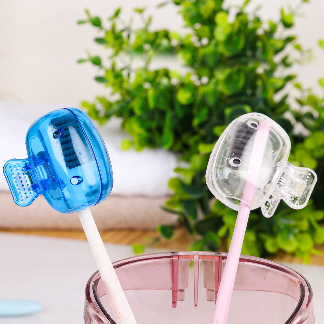 6 Pack Toothbrush Covers Portable Toothbrush Protector Coverings Clips Toothbrush Storage Head Cover Cap for Kids Bathroom Home Travel Toothbrush Case