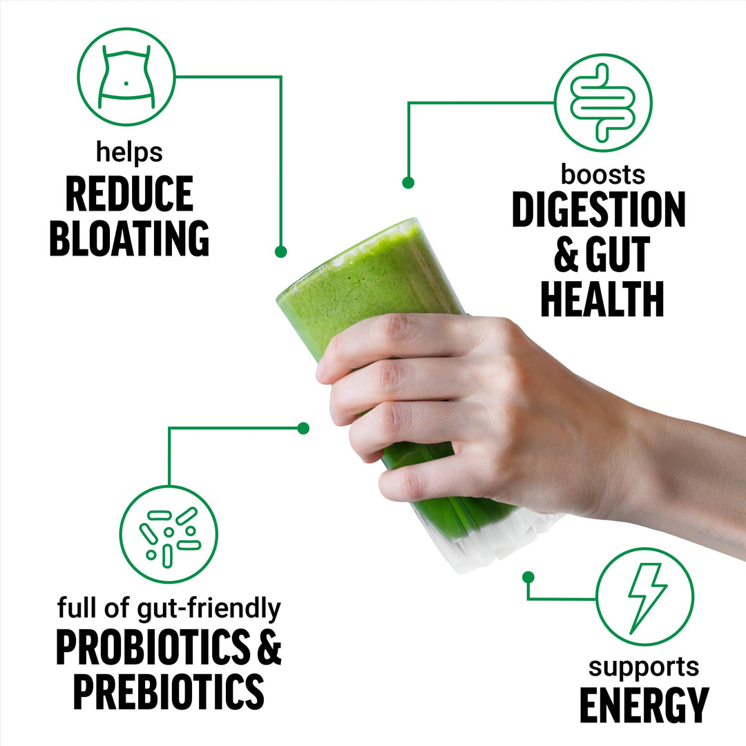 Smarter Greens Daily Wellness Powder, Greens Superfood Powder to Support Gut Health, Bloating, & Digestion, with 40+ Superfoods, 125 Million CFUs of Probiotics, Unflavored, 30 Servings