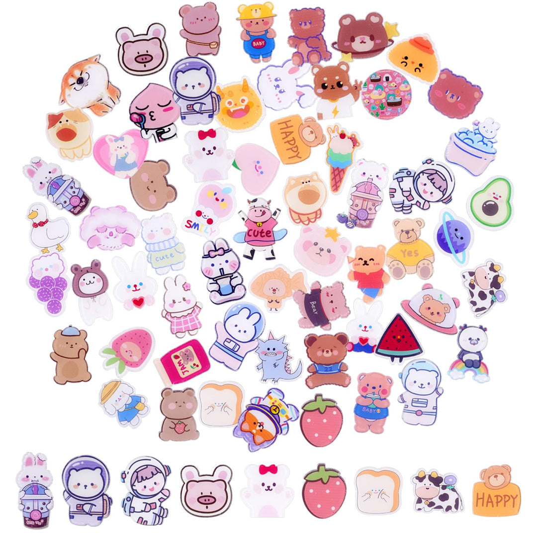 60 Pcs Acrylic Cute Pins Set for Backpacks Aesthetic Cartoon Kawaii Sheep Dog Rabbit Bear Girl Brooch Pin for Clothing Bags Jackets Hat Bag Accessories