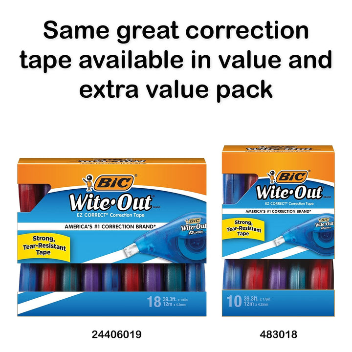 Wite-Out Brand EZ Correct Correction Tape, 39.3 Feet, 2-Count Pack of white Correction Tape, Fast, Clean and Easy to Use Tear-Resistant Tape Office or School Supplies
