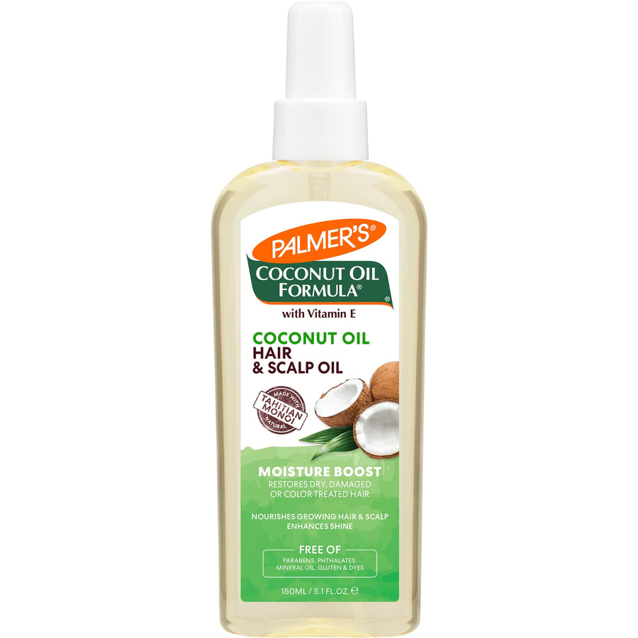 Coconut Oil Moisture Boost, Restorative Hair and Scalp Oil Spray, Lasting Hydration and Shine for Dry or Damaged Hair, Promotes Scalp Health, 5.1 Oz