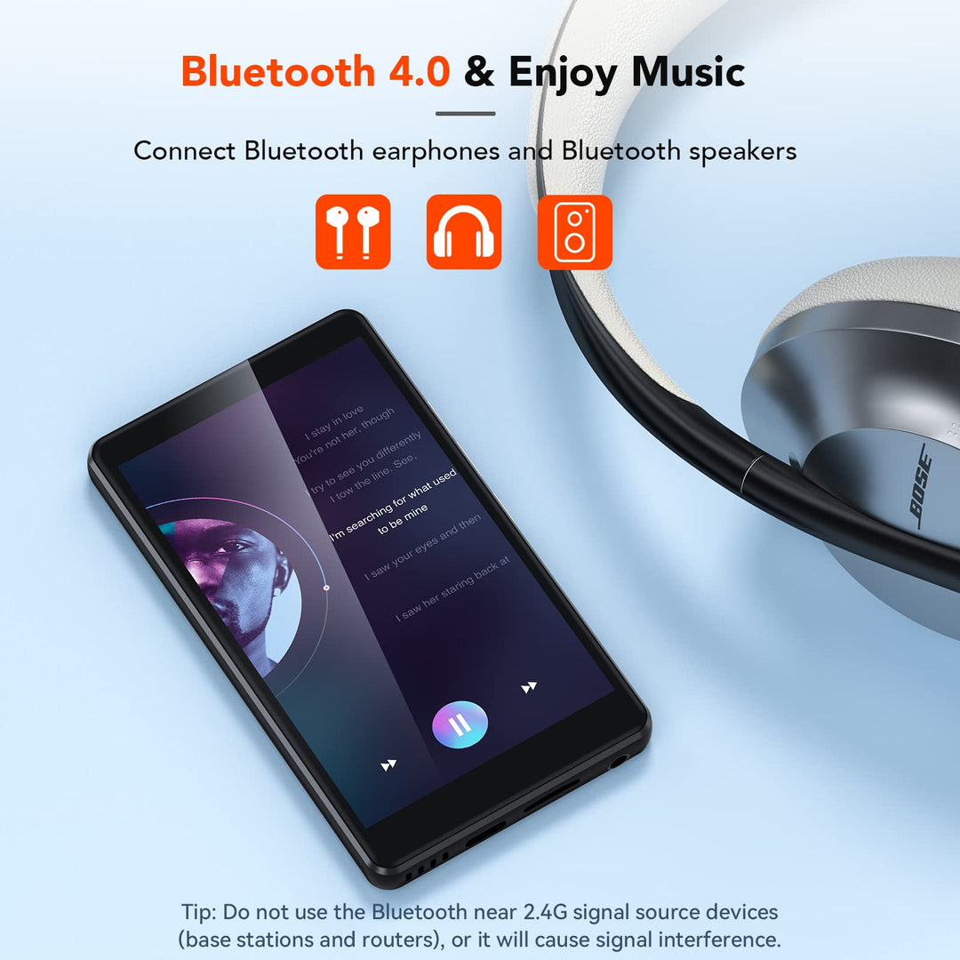 T06S WiFi MP3 Player with Bluetooth and 5MP Camera, 4 inch Touch Screen 16GB MP4 Player Lossless Music Player, Support APPs, Spotify, Browser