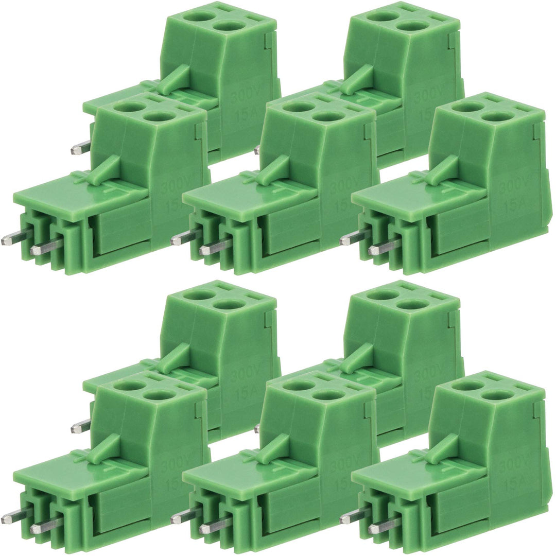 10 Sets 2-Pin 5.08mm Pitch Mount Screw Terminal Block, Straight Plug-in 2-Pin (2 Pole) Screw Terminal Block Connector, Pluggable Male Female Connectors- Green