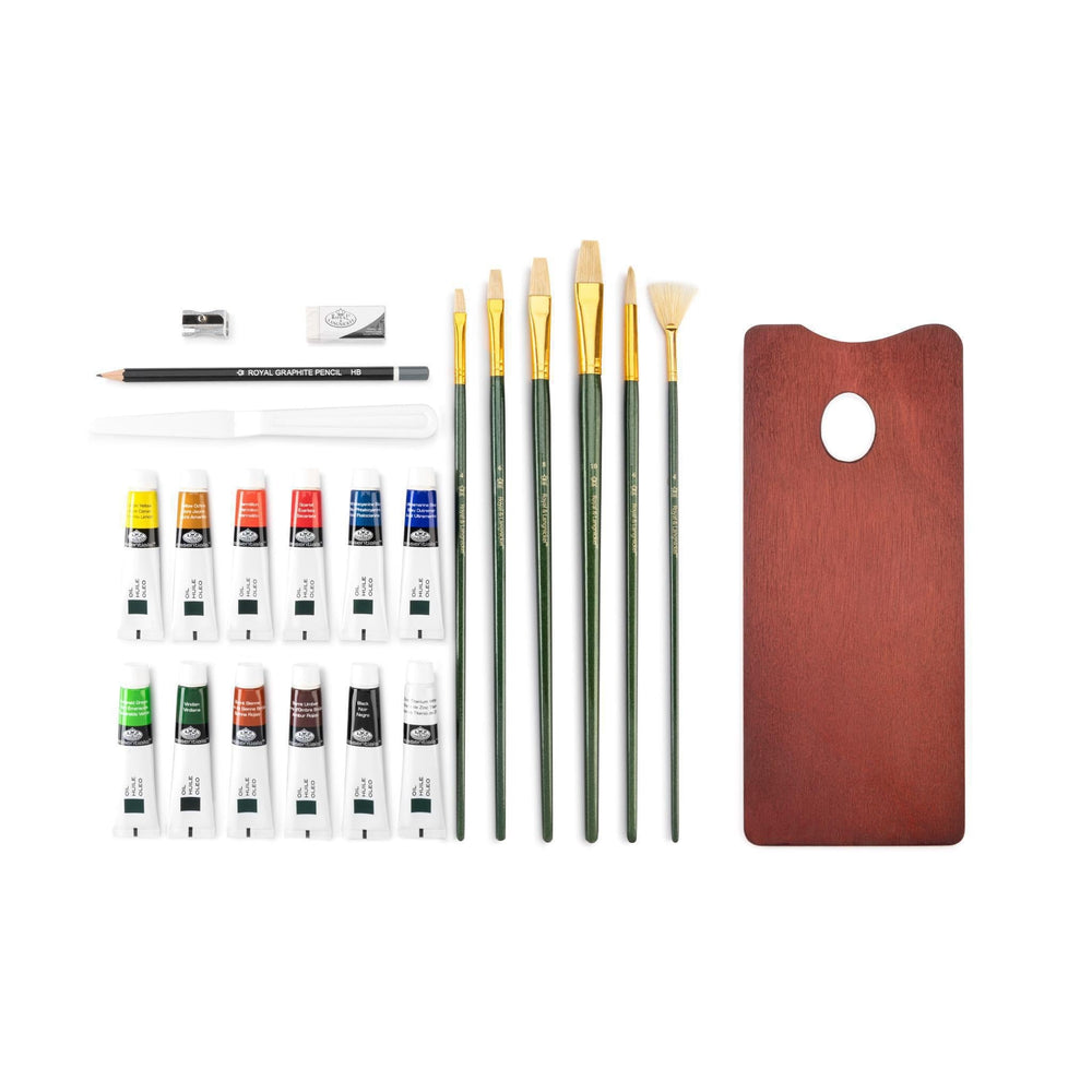Wooden Box Art Set Oil 27PC, White