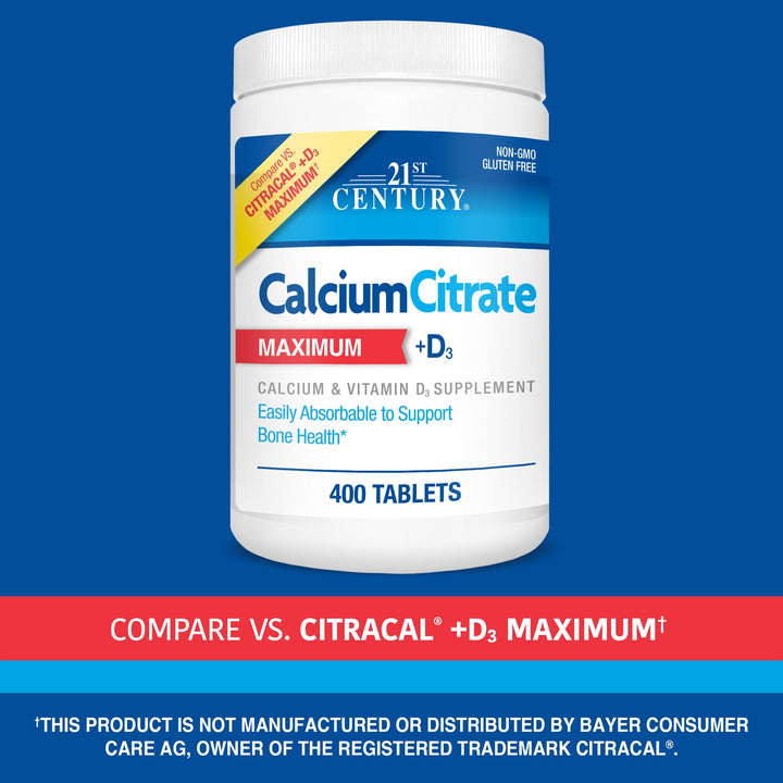 Vitamins Calcium Citrate Plus D3 Maximum Tablets, 400 Count