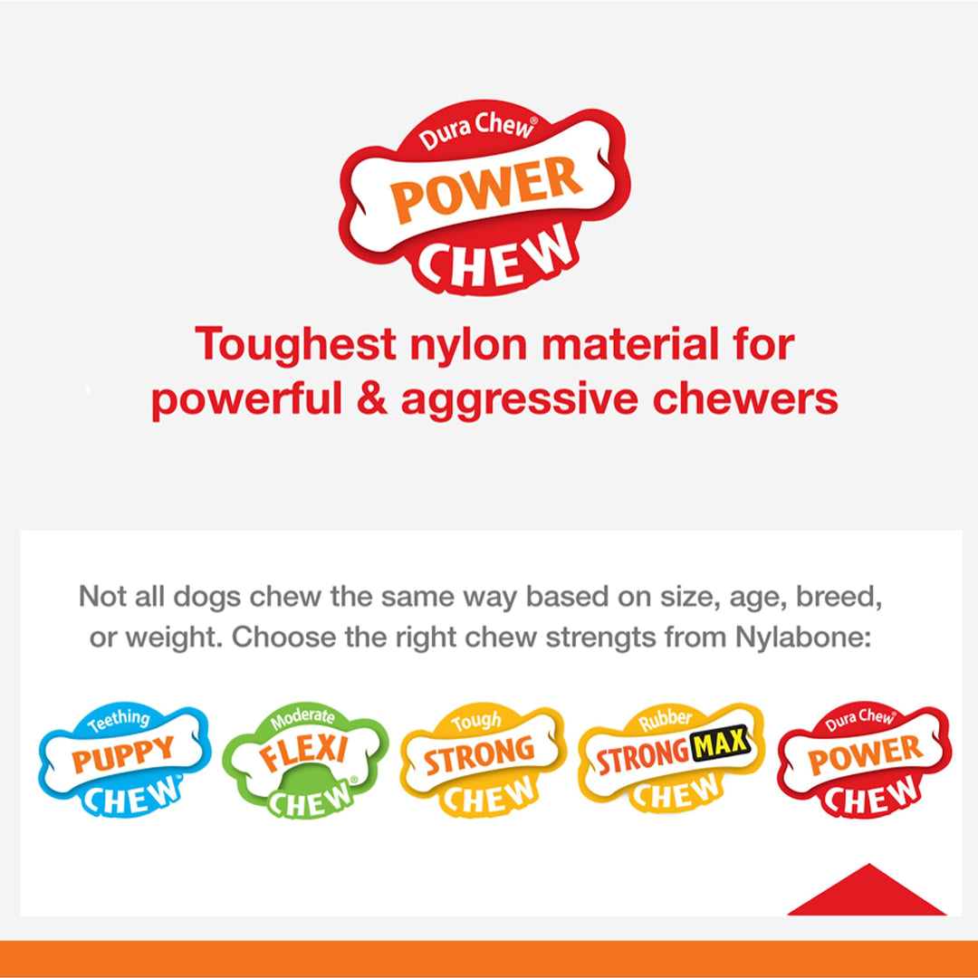 Original Bone Power Chew Toy for Dogs, Durable Dog Toys for Aggressive Chewers, Flavor Frenzy Funnel Cake & Shish Kabob Flavor, Large - Up to 50 lbs, 2 Pack