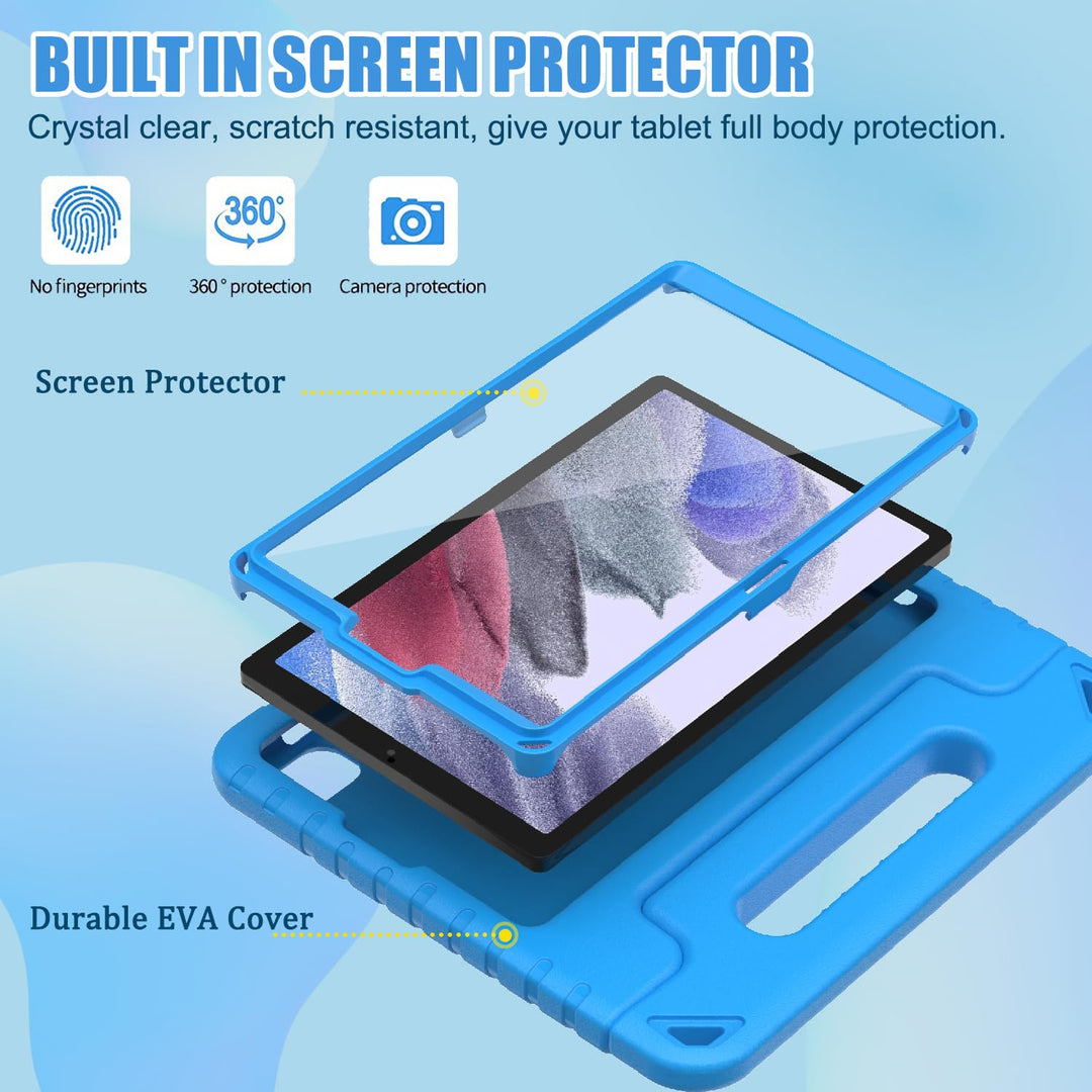 Kids Case for Samsung Galaxy Tab A7 Lite 8.7 2021 & Galaxy Tab A9 8.7 Inch 2023 - with Screen Protector, Shockproof Lightweight Samsung Galaxy Tab A9/A7 Lite 8.7 Case, Blue