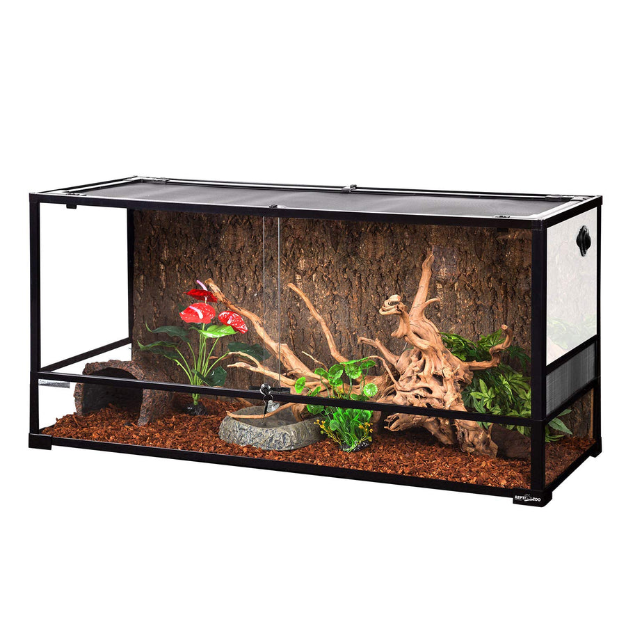 85 Gallon Large Reptile Tank, Wide & Tall Tempered Glass Large Reptile Terrarium 47.2 x 17.7x 23.6 for Tortoise Snake, Top Screen Ventilation & Anti Escape Lid