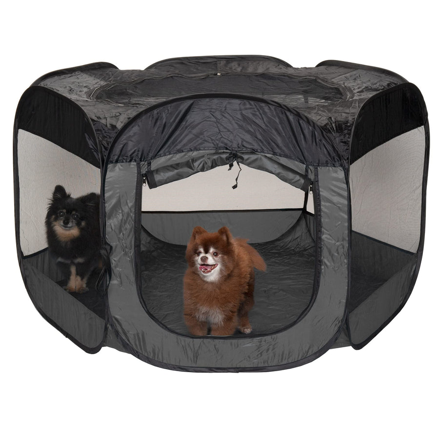 Portable Dog Playpen Cat Tent, Pet playground/kennel foldable indoor outdoor zippered puppy crate - Gray, Extra Large