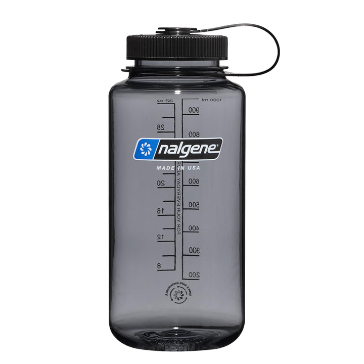 Sustain Tritan BPA-Free Water Bottle Made with Material Derived From 50% Plastic Waste, 32 OZ, Wide Mouth, Gray w/ Black Lid