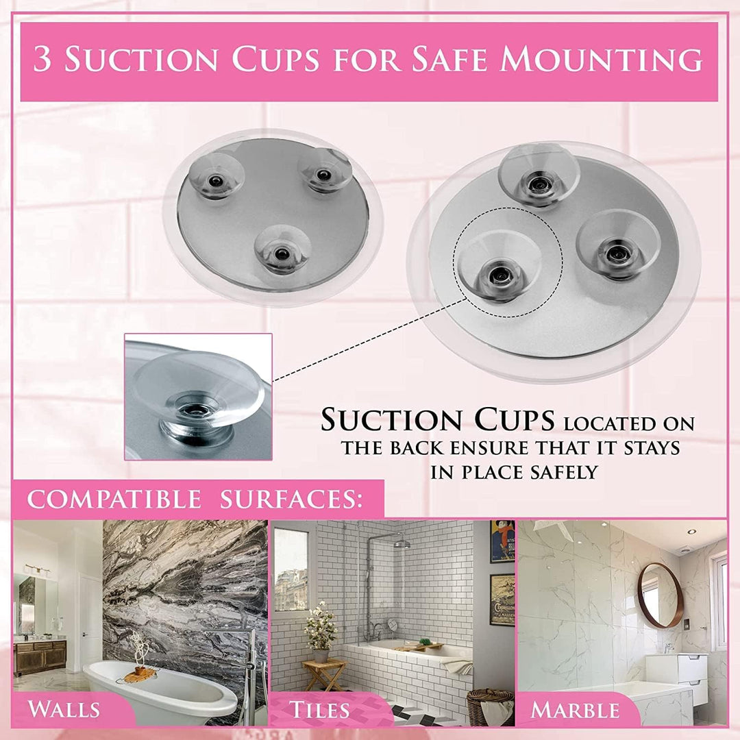 20X & 15X Magnifying Mirror Set with 3 Suction Cups Each - Compact & Travel Ready Mirror for Makeup - Sizes: 6 and 4 Wide
