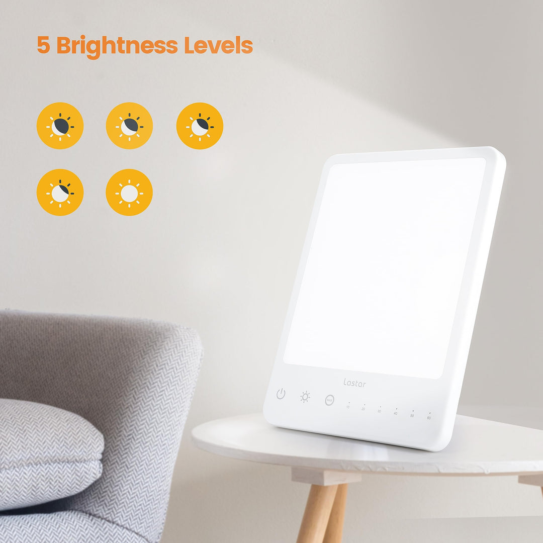 Light Therapy Lamp,10000 Lux Sun Lamp with 10-60 Minutes Timer Function, 5 Adjustable Brightness Levels, Touch Control MAX Brightness Sunlight lamp