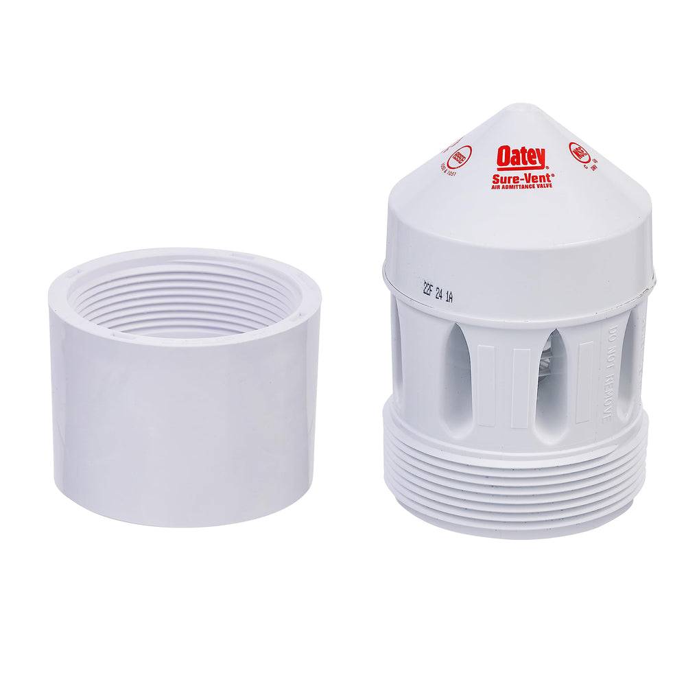 39223 500 Stack DFU Capacity Straight PVC Schedule 40 Adapter Air Admittance Valve, 3 in. – 4 in. 160 Branch, Black/White