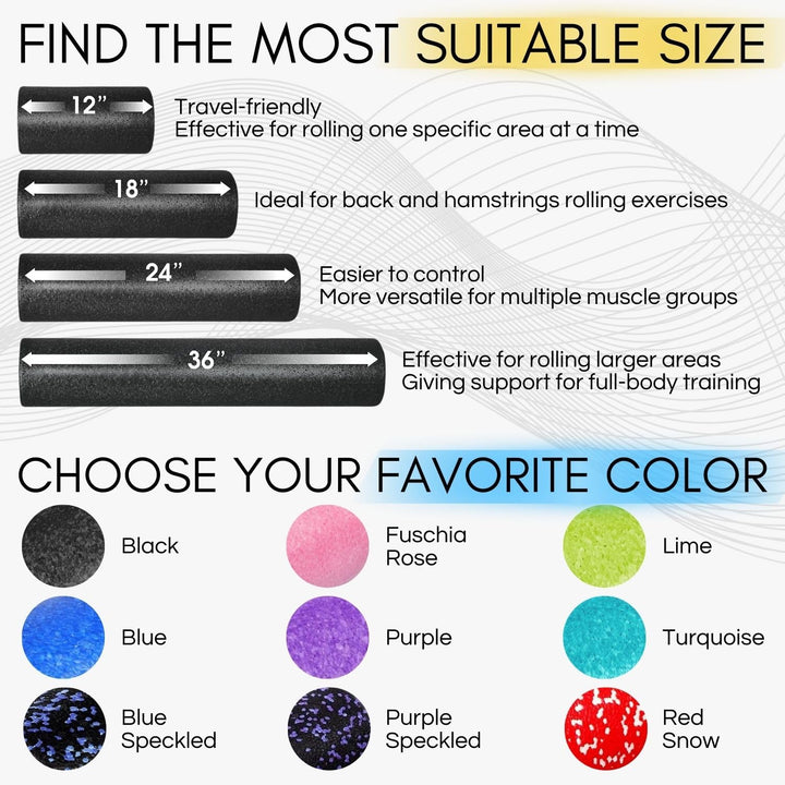 Premium PE High Density Foam Roller for Physical Massage Therapy, Mobility & Flexibility (Purple - 12)