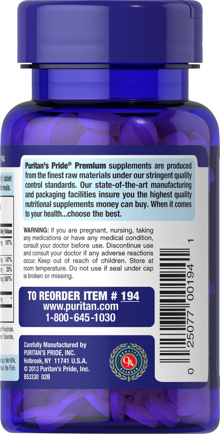 Puritan's Pride Premium Vitamin B-Complex and Vitamin B-12, Vegetarian Dietary Supplement for Cellular Energy Production, Maintains Health of Skin and Nerves Support, 180 Tablets