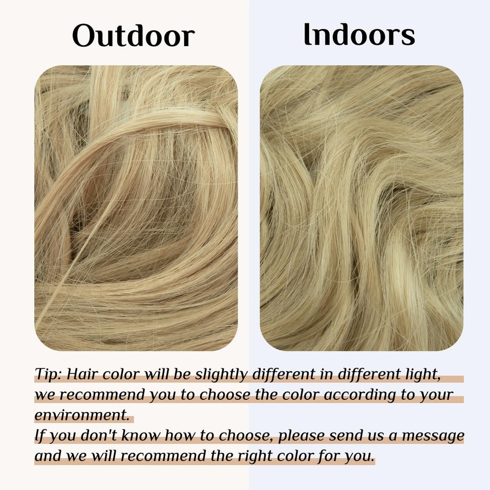 Ash Blonde Halo Hair Extension Secret Invisiable Flip Hidden Wire Crown Natural Curly Long Synthetic Hairpiece For Women Japan Heat Temperature Fiber 18 4.4oz M01&24/613