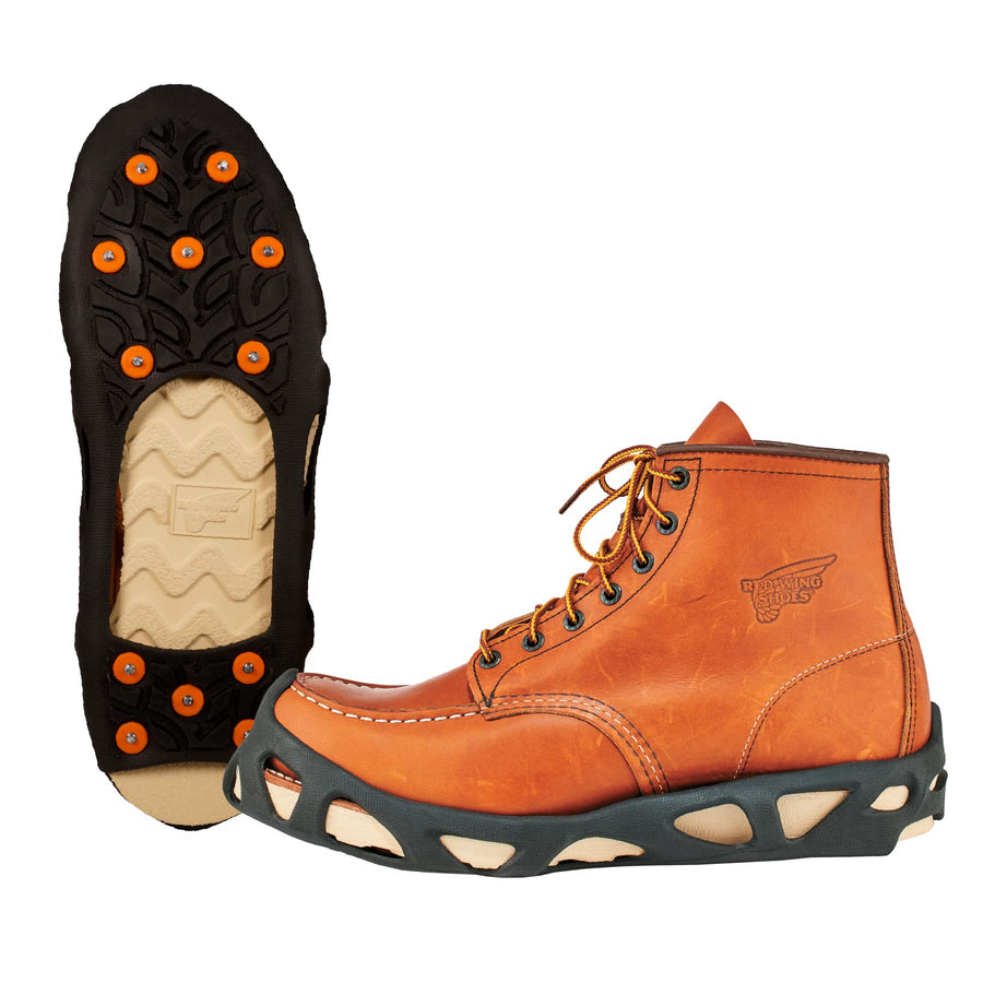 TREX 6304 Performance Traction Cleat Grips Ice and Snow, One-Piece Easily Attaches Over Shoe/Boot with Carbon Steel Spikes to Provide Anti-Slip Solution, Large,Black