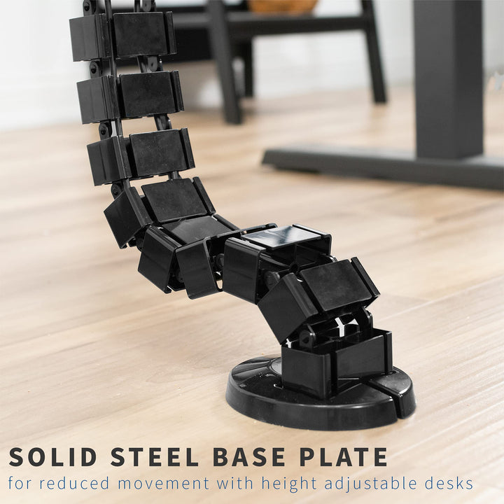 Vertebrae Cable Management Kit for Desk, Adjustable Quad Entry Wire Organizer, Cord Protection Cover, Flexible Spine Cable Raceway for Home Office Sit Stand Workstation, Black, DESK-AC01C