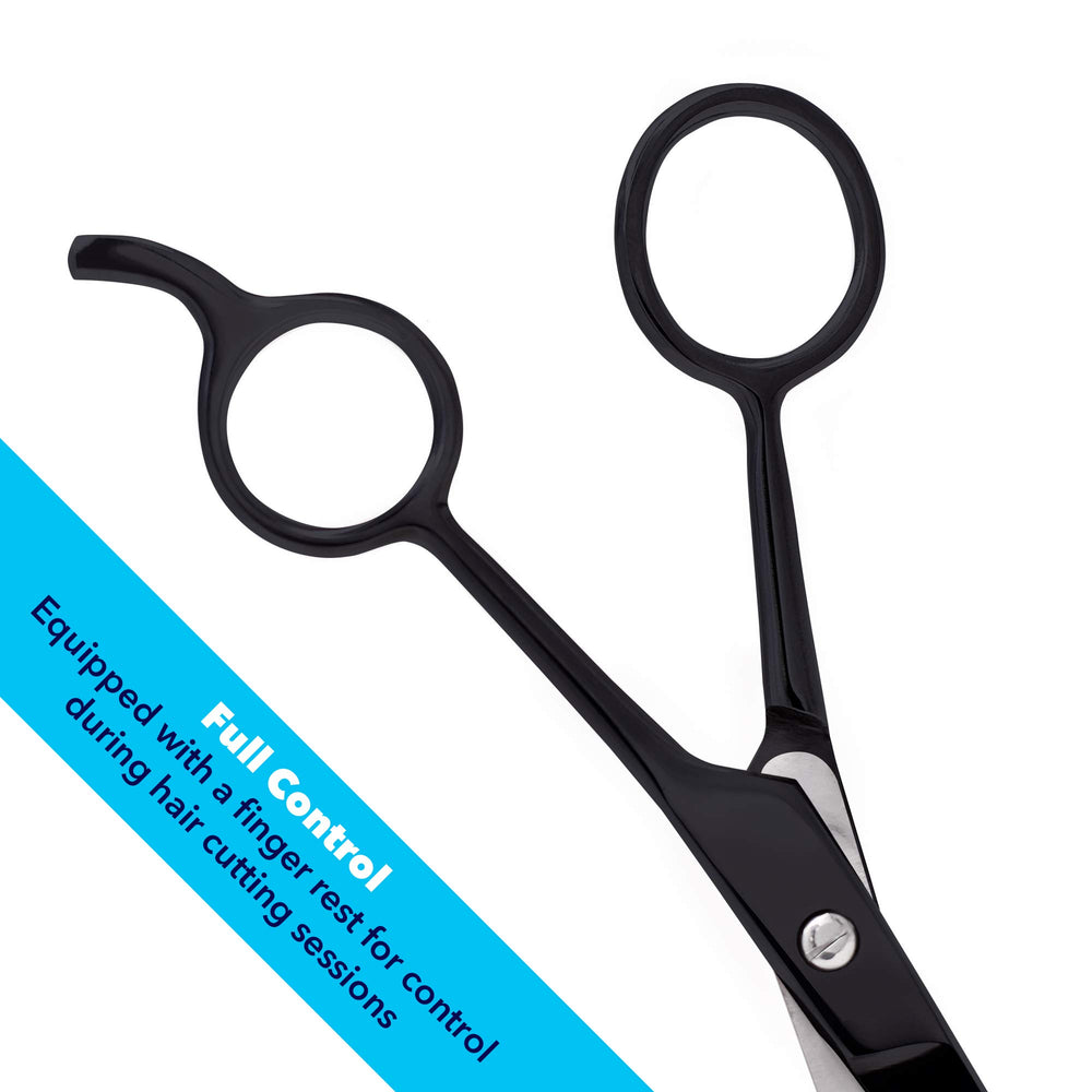 Professional Hair Cutting Scissors - 6.5 Inches Overall Length - Barber Scissors for Men and Women - Professional Scissors for Salon and Home Use - Black Professional Shears